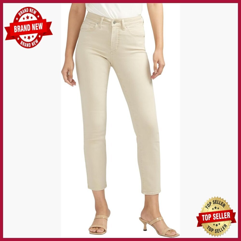 High Rise Straight Leg Jeans, Power Stretch Denim, Slim Fit